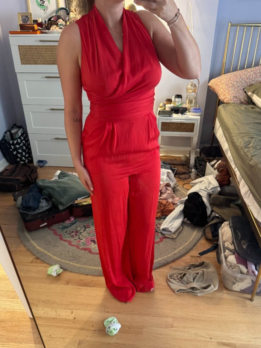 Catherine Malandrino Red Silk Jumpsuit Size 4